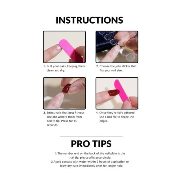 Valentine’s Medium Length Water Drop Shape French Ombre Heart Kiss 24 Piece Set - Picture 7 of 7